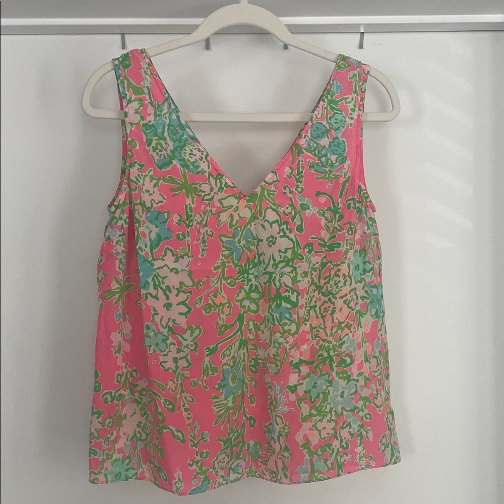 Lilly Pulitzer Flamingo Pink Southern Charm Cipriani Silk Tank